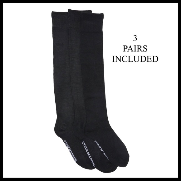 BLACK TALL KNEE HIGH COZY KNIT BOOT SOCKS STEVE MADDEN 3 PAIRS A2C - Picture 8 of 14